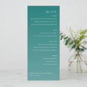 Menu de mariage élégant sarcelle (Debout devant)