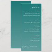 Menu de mariage élégant sarcelle (Devant / Derrière)