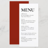 Menu de mariage élégant simple noir et blanc (Devant / Derrière)