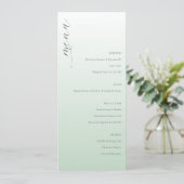 Menu de mariage élégant vert pastel calme (Debout devant)