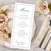 Menu de mariage élégant vert sauge