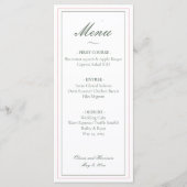 Menu de mariage élégant vert sauge (Devant)