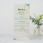 Menu de mariage élégant vert sauge et or (Debout devant)