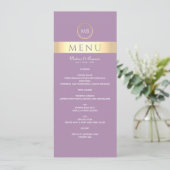 Menu de mariage élégant violet (Debout devant)