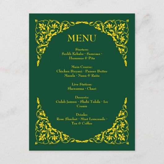 Menu de mariage Emerald Elegance (Devant)