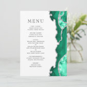 Menu de mariage en agate argentée vert mousse (Debout devant)