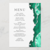 Menu de mariage en agate argentée vert mousse (Devant)