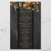 Menu de mariage en bois élégant chic floral rustiq (Devant)