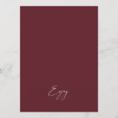 Menu de mariage en Bourgogne (Dos)
