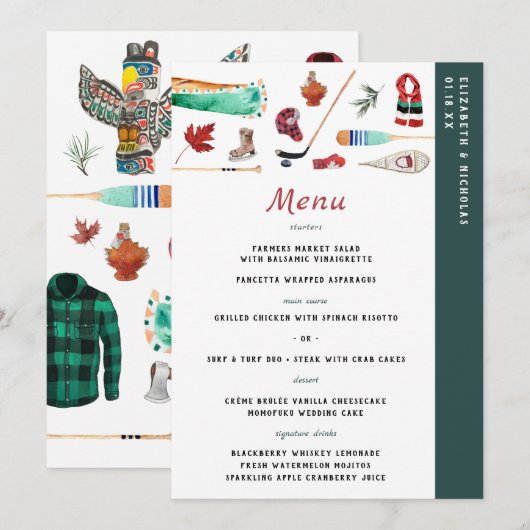 Menu de mariage en camping de montagne hivernal ru (Devant / Derrière)