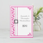 Menu de mariage en dentelle blanche rose fuchsia (Debout devant)