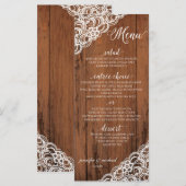 Menu de mariage en dentelle couleur modifiable Boi (Devant / Derrière)