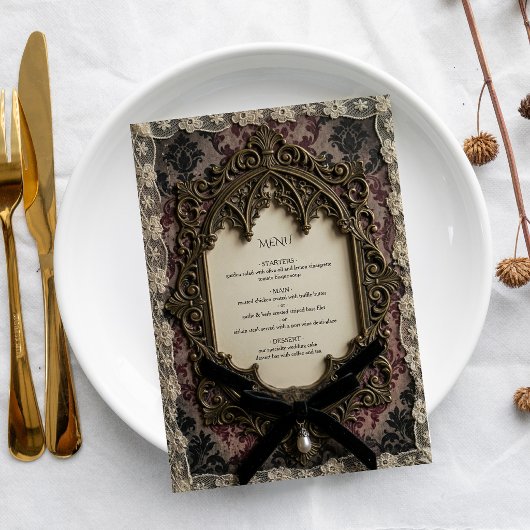 Menu de mariage en dentelle victorienne rococo de