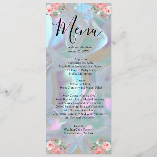 Menu de mariage en faux nacre (Devant)