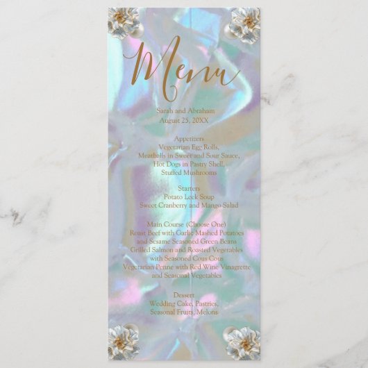 Menu de mariage en faux nacre (Devant)