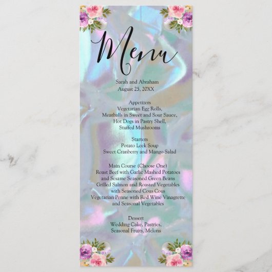 Menu de mariage en faux nacre (Devant)