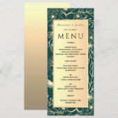 Menu de mariage en feuille d'or de luxe (Devant / Derrière)