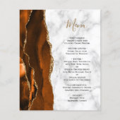 Menu de mariage en marbre agate orange brûlé doré (Devant)