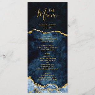 Menu de mariage en marbre d'agate à feuilles d'or 