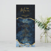 Menu de mariage en marbre d'agate à feuilles d'or (Debout devant)
