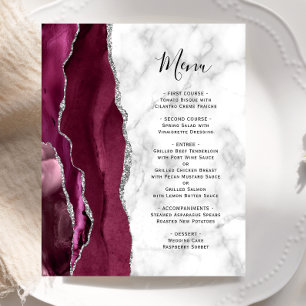 Menu de mariage en marbre d'agate argenté de Bourg