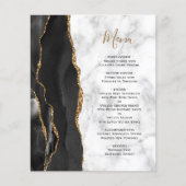 Menu de mariage en marbre d'agate noir or budget (Devant)