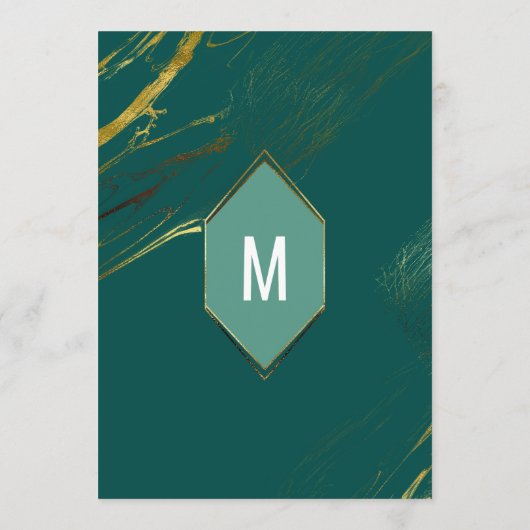 Menu de mariage en marbre géométrique or vert émer (Dos)