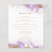 Menu de mariage en marbre lavande doré de qualité (Devant)