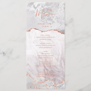 Menu de mariage en papier d'aluminium Marbre Agate