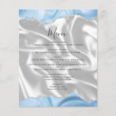 Menu de mariage en soie bleu bébé argenté agate Bu (Devant)