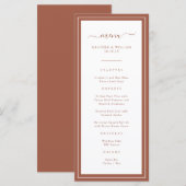 Menu de mariage en terracotta (Devant / Derrière)