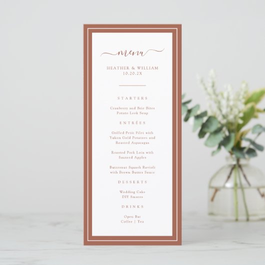 Menu de mariage en terracotta (Debout devant)