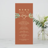 Menu de mariage en terre cuite orange brûlée (Debout devant)