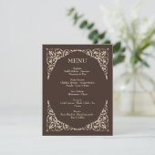 Menu de mariage Espresso Luxe marron et beige (Debout devant)
