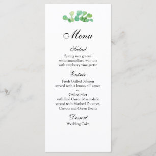 Menu de mariage estival botanique. Menu de dîner v