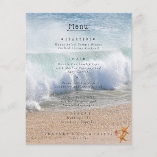 Menu de mariage estival tropical sur une belle pla