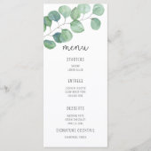 Menu de mariage - Eucalyptus aquarelle (Devant)