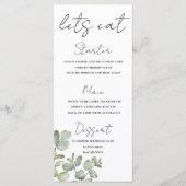 Menu de mariage eucalyptus vert sauge rustique (Devant)