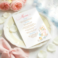 Menu de mariage fantaisiste aux pastels dessinés à