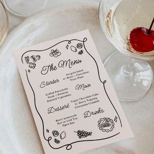 Menu de mariage fantaisiste et fantaisiste