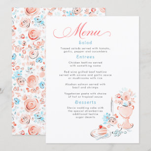 Menu de mariage fantaisiste funky dessiné à la mai