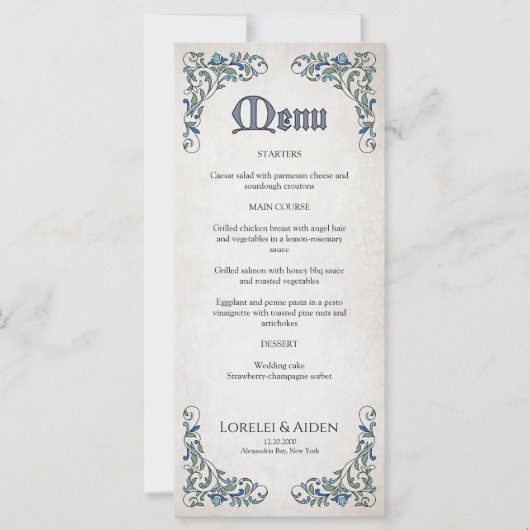 Menu de mariage fantasy pour joueurs d'épée (Devant)