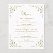 Menu de mariage feuillage de script Budget Gold (Devant)