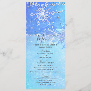 Menu de mariage Feuilles et flocons de neige d'hiv