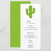 Menu de mariage Fiesta Cactus Cœur Jaune Amour (Devant / Derrière)