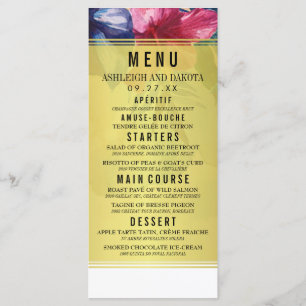 Menu de mariage Fleurs d'aquarelle tropicale