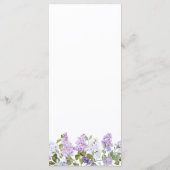 Menu de mariage Fleurs de Lilas Rustiques (Dos)