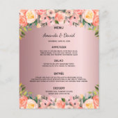 Menu de mariage fleurs rose poudré rose poussiéreu (Devant)