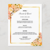 Menu de mariage fleurs roses élégantes élégantes d (Devant)