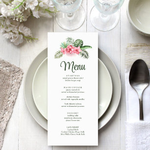 Menu de mariage Fleurs tropicales roses